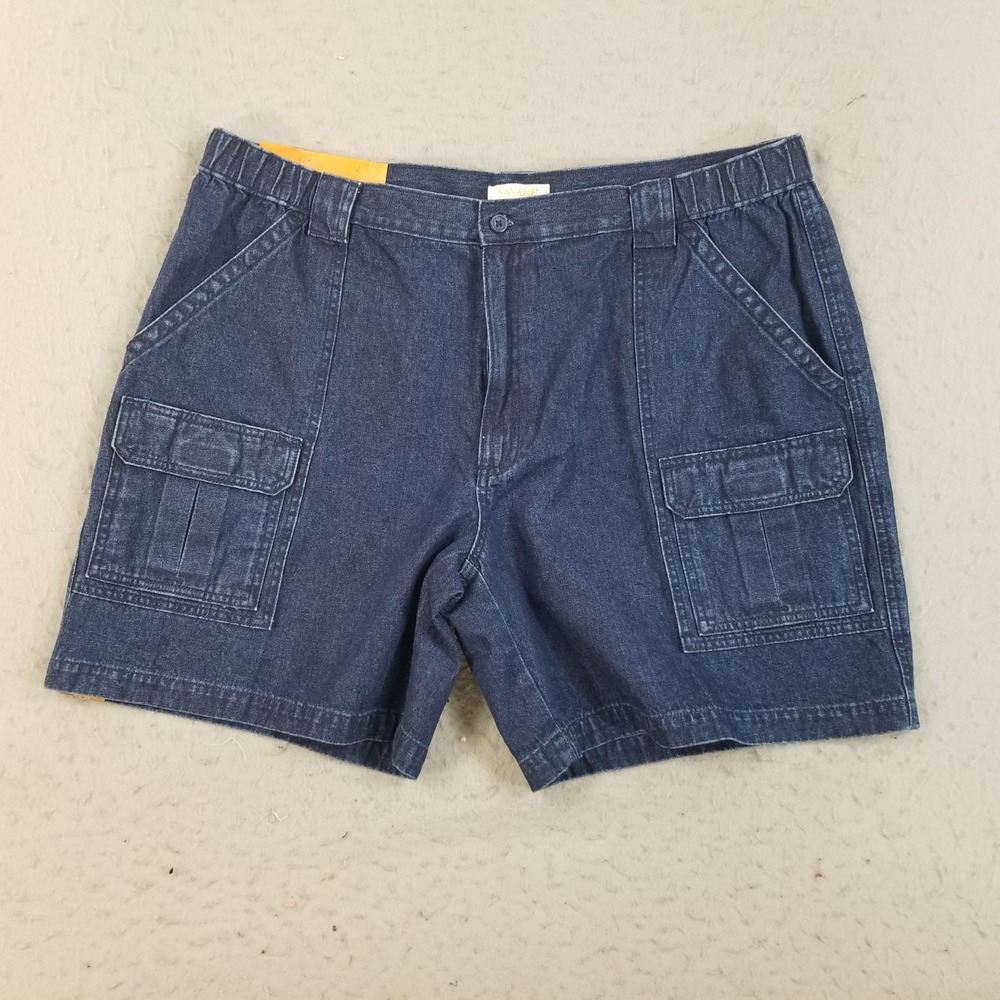 Savane Hiking Shorts Mens 42 Blue Denim Cargo Comfort Waistband UPF 30 New